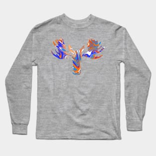 Orange and Blue tie dye moose Long Sleeve T-Shirt